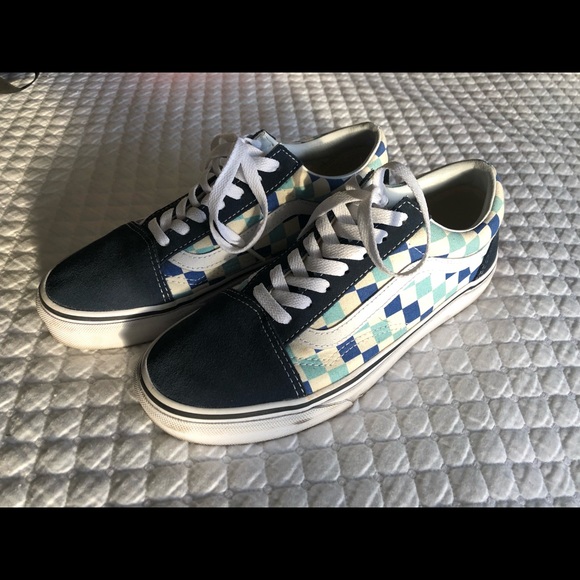 blue checkered old skool vans